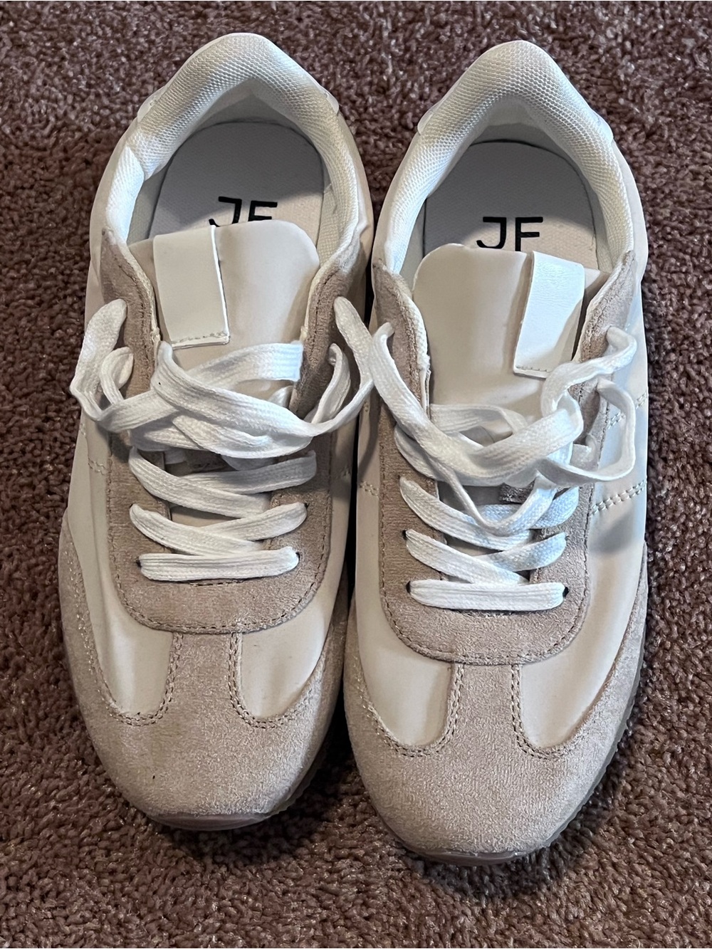 JustFab White & Beige Women's Retro Runner Sneakers